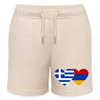 Greece Armenia flag heart - Kids Organic Sweat Shorts by Stanley/Stella - soft Ecru - Front