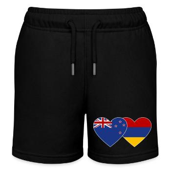 Neuseeland Armenien Flagge Herz - Kinder Organic Joggingshorts Mini Bolter von Stanley/Stella - Schwarz - Vorne
