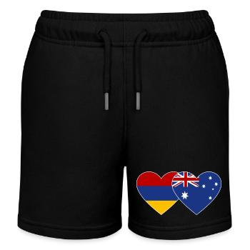 Armenia Australia Flag Heart - Kids Organic Sweat Shorts by Stanley/Stella - black - Front