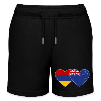 Armenien Neuseeland Flagge Herz - Kinder Organic Joggingshorts Mini Bolter von Stanley/Stella - Schwarz - Vorne