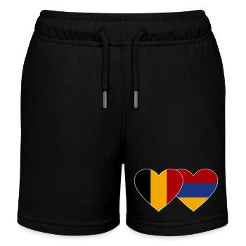 Belgien Armenien Flagge Herz - Kinder Organic Joggingshorts Mini Bolter von Stanley/Stella - Schwarz - Vorne