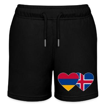 Armenia Iceland Flag Heart - Kids Organic Sweat Shorts by Stanley/Stella - black - Front