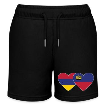 Armenien Liechtenstein Flagge Herz - Kinder Organic Joggingshorts Mini Bolter von Stanley/Stella - Schwarz - Vorne