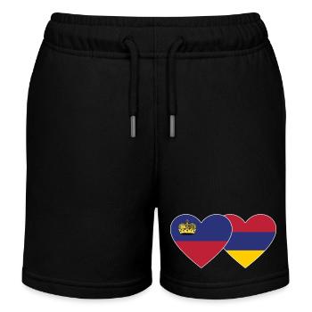 Liechtenstein Armenien Flagge Herz - Kinder Organic Joggingshorts Mini Bolter von Stanley/Stella - Schwarz - Vorne