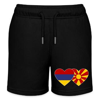 Arménie Macédoine Drapeau Coeur - Short de jogging enfant bio Stanley/Stella - noir - Devant
