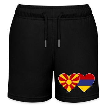 Macédoine Arménie Drapeau Coeur - Short de jogging enfant bio Stanley/Stella - noir - Devant