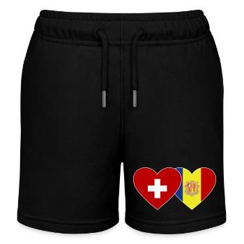 Schweiz Andorra Flagge Herz - Kinder Organic Joggingshorts Mini Bolter von Stanley/Stella - Schwarz - Vorne