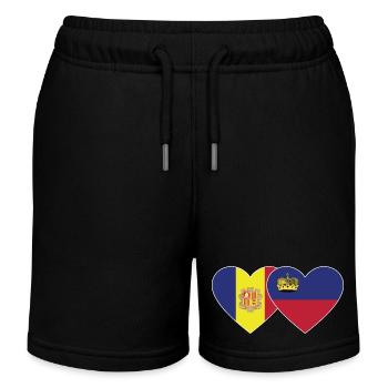 Andorra Liechtenstein Flagge Herz - Kinder Organic Joggingshorts Mini Bolter von Stanley/Stella - Schwarz - Vorne