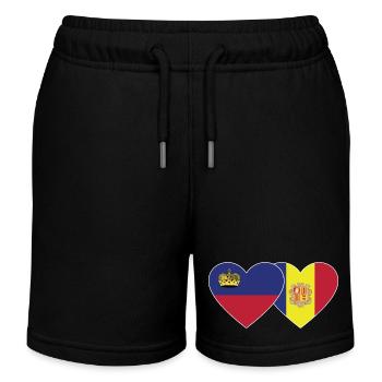Liechtenstein Andorra Flagge Herz - Kinder Organic Joggingshorts Mini Bolter von Stanley/Stella - Schwarz - Vorne