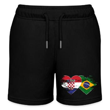 Croatia Brazil flag heart used - Kids Organic Sweat Shorts by Stanley/Stella - black - Front