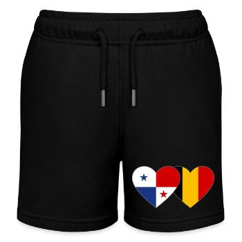 Panama Belgium Flag Heart - Kids Organic Sweat Shorts by Stanley/Stella - black - Front