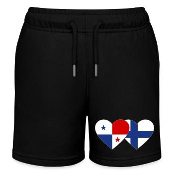 Panama Finnland Flagge Herz - Kinder Organic Joggingshorts Mini Bolter von Stanley/Stella - Schwarz - Vorne