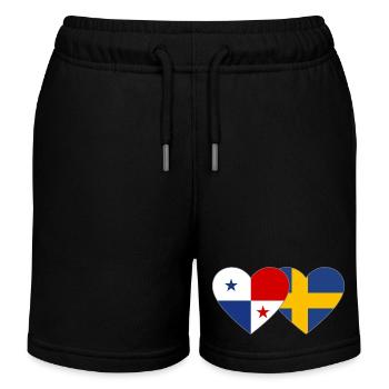 Panama Schweden Flagge Herz - Kinder Organic Joggingshorts Mini Bolter von Stanley/Stella - Schwarz - Vorne