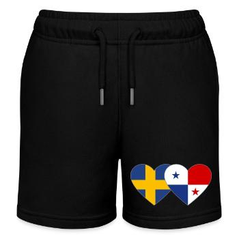 Sweden Panama flag heart - Kids Organic Sweat Shorts by Stanley/Stella - black - Front