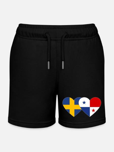 Suède Cœur du drapeau du Panama - Short de jogging enfant bio Stanley/Stella - noir
