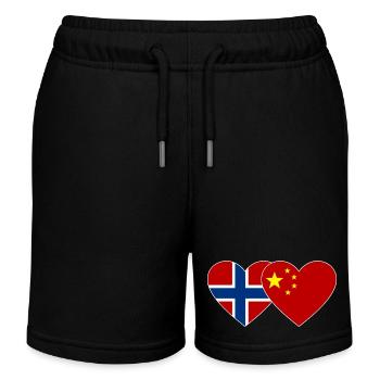 Norvège Chine Coeur Drapeau - Short de jogging enfant bio Stanley/Stella - noir - Devant