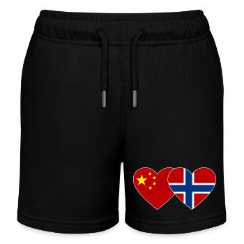 Chine Norvège Drapeau du cœur - Short de jogging enfant bio Stanley/Stella - noir - Devant