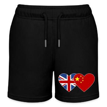 Angleterre Chine Drapeau du cœur - Short de jogging enfant bio Stanley/Stella - noir - Devant