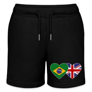 Brasilien England Flagge Herz - Kinder Organic Joggingshorts Mini Bolter von Stanley/Stella - Schwarz - Vorne