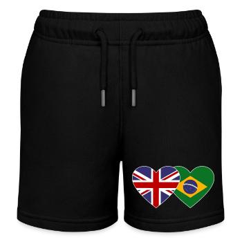 England Brazil Flag Heart - Kids Organic Sweat Shorts by Stanley/Stella - black - Front