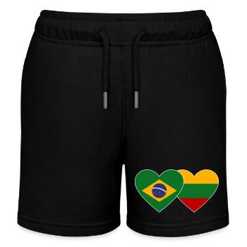 Brésil Lituanie Drapeau Coeur - Short de jogging enfant bio Stanley/Stella - noir - Devant
