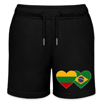 Lithuania Brazil Flag Heart - Kids Organic Sweat Shorts by Stanley/Stella - black - Front