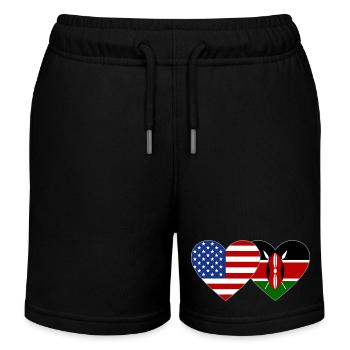 USA Kenia Flagge Herz - Kinder Organic Joggingshorts Mini Bolter von Stanley/Stella - Schwarz - Vorne