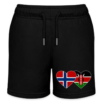Norwegen Kenia Flagge Herz - Kinder Organic Joggingshorts Mini Bolter von Stanley/Stella - Schwarz - Vorne