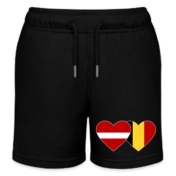 Lettland Belgien Flagge Herz - Kinder Organic Joggingshorts Mini Bolter von Stanley/Stella - Schwarz - Vorne