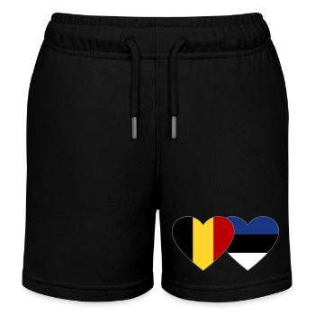 Belgien Estland Flagge Herz - Kinder Organic Joggingshorts Mini Bolter von Stanley/Stella - Schwarz - Vorne