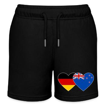 Deutschland Neuseeland Flagge Herz - Kinder Organic Joggingshorts Mini Bolter von Stanley/Stella - Schwarz - Vorne