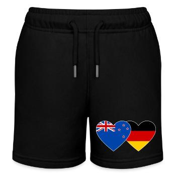 Neuseeland Deutschland Flagge Herz - Kinder Organic Joggingshorts Mini Bolter von Stanley/Stella - Schwarz - Vorne