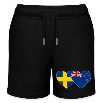 Schweden Neuseeland Flagge Herz - Kinder Organic Joggingshorts Mini Bolter von Stanley/Stella - Schwarz - Vorne