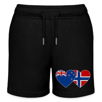 Neuseeland Norwegen Flagge Herz - Kinder Organic Joggingshorts Mini Bolter von Stanley/Stella - Schwarz - Vorne