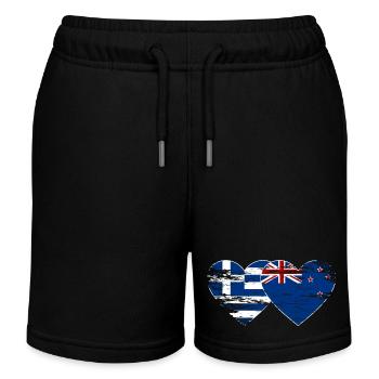 Griechenland Neuseeland Flagge used - Kinder Organic Joggingshorts Mini Bolter von Stanley/Stella - Schwarz - Vorne
