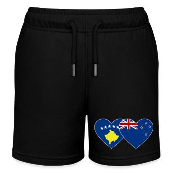 Kosovo Neuseeland Flagge - Kinder Organic Joggingshorts Mini Bolter von Stanley/Stella - Schwarz - Vorne