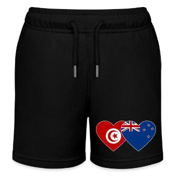 Tunesien Neuseeland Flagge Herz - Kinder Organic Joggingshorts Mini Bolter von Stanley/Stella - Schwarz - Vorne