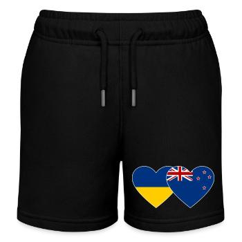 Ukraine New Zealand Flag Heart - Kids Organic Sweat Shorts by Stanley/Stella - black - Front
