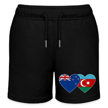 Neuseeland Aserbaidschan Flagge Herz - Kinder Organic Joggingshorts Mini Bolter von Stanley/Stella - Schwarz - Vorne