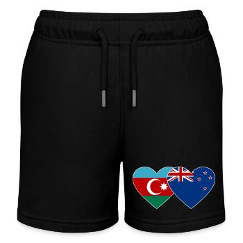 Aserbaidschan Neuseeland Flagge Herz - Kinder Organic Joggingshorts Mini Bolter von Stanley/Stella - Schwarz - Vorne