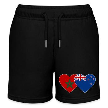 Marokko Neuseeland Flagge Herz - Kinder Organic Joggingshorts Mini Bolter von Stanley/Stella - Schwarz - Vorne