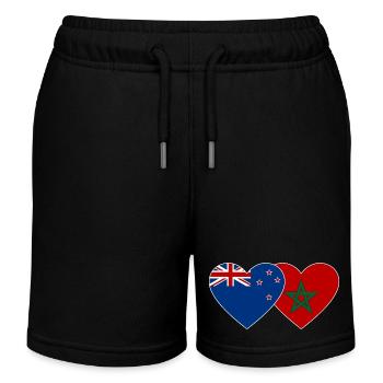 Neuseeland Marokko Flagge Herz - Kinder Organic Joggingshorts Mini Bolter von Stanley/Stella - Schwarz - Vorne