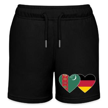 Turkménistan Allemagne Drapeau Coeur - Short de jogging enfant bio Stanley/Stella - noir - Devant