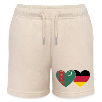 Turkménistan Allemagne Drapeau Coeur - Short de jogging enfant bio Stanley/Stella - écru doux - Devant
