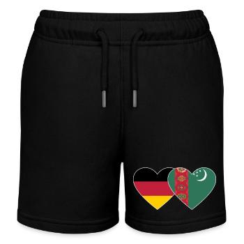 Allemagne Turkménistan Drapeau Coeur - Short de jogging enfant bio Stanley/Stella - noir - Devant