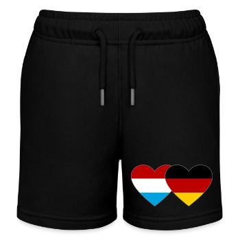 Luxembourg Germany Flag Heart - Kids Organic Sweat Shorts by Stanley/Stella - black - Front