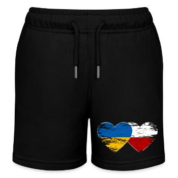 Ukraine Pologne drapeau coeur utilisé - Short de jogging enfant bio Stanley/Stella - noir - Devant