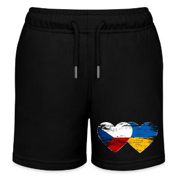 Tschechien Ukraine Flagge Herz used - Kinder Organic Joggingshorts Mini Bolter von Stanley/Stella - Schwarz - Vorne
