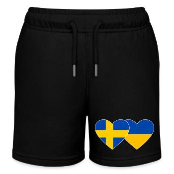 Suède Ukraine drapeau coeur - Short de jogging enfant bio Stanley/Stella - noir - Devant