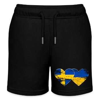 Suède Ukraine drapeau coeur utilisé - Short de jogging enfant bio Stanley/Stella - noir - Devant